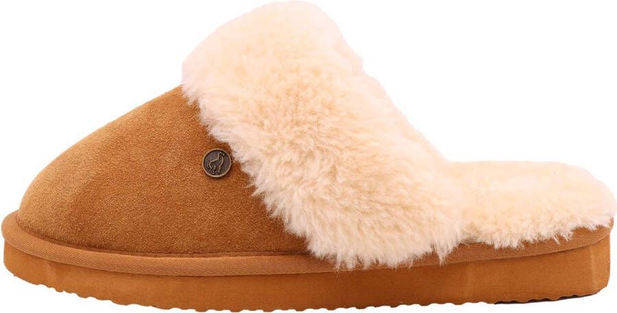 Alpacas Footwear Dames pantoffel schapenwol voering chestnut