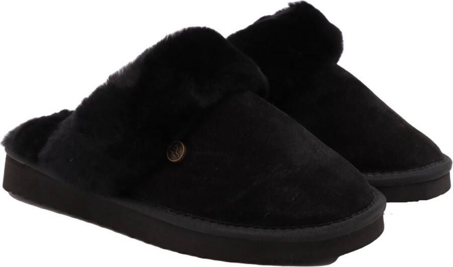 Alpacas Footwear Dames pantoffel schapenwol voering Zwart