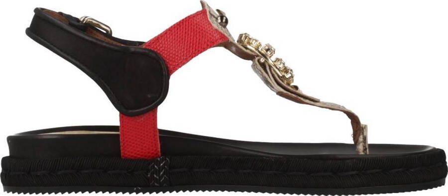 Alpe Flat Sandals Red Black Dames