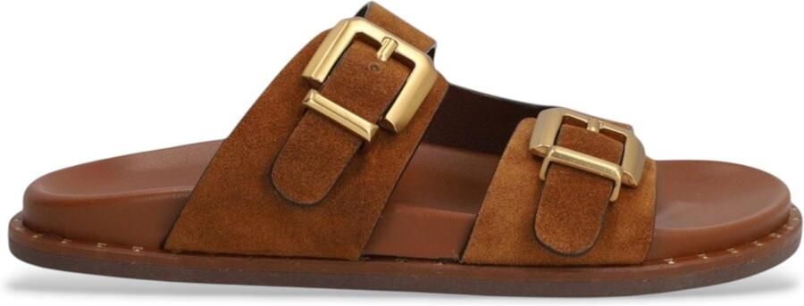 Alpe Bruine leren sandalen Isabella