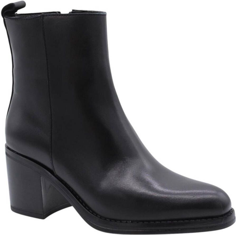 Alpe Zwarte Leren Dames Enkellaars Black Dames