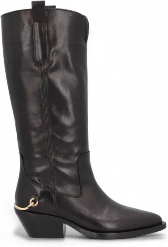 Alpe Leren laarzen met zwart metallic detail