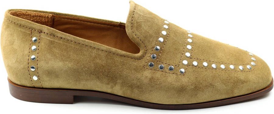 Alpe Casual Dames Mocins in Kamelkleurig Suède Brown Dames