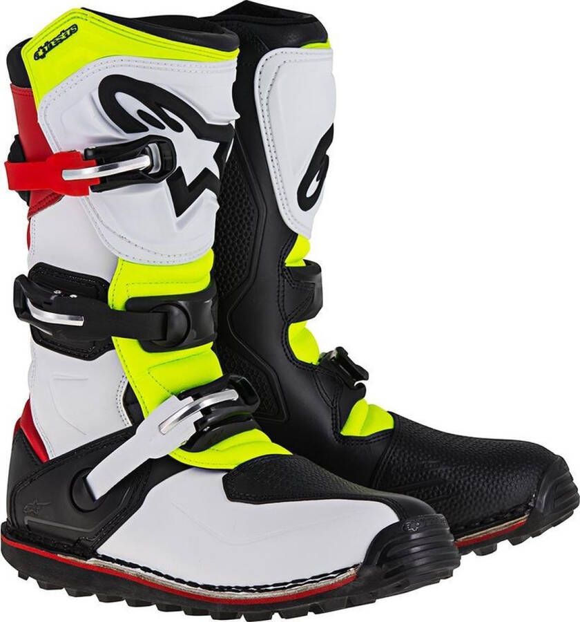 Alpinestars TECH T WHITE RED YELLOW FLUO BLACK BOOTS 11 Maat Laars