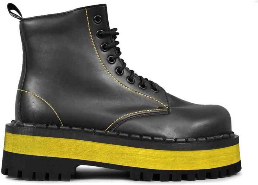 Altercore 653 Vegan Plateau Laarzen 39 Shoes Zwart Geel