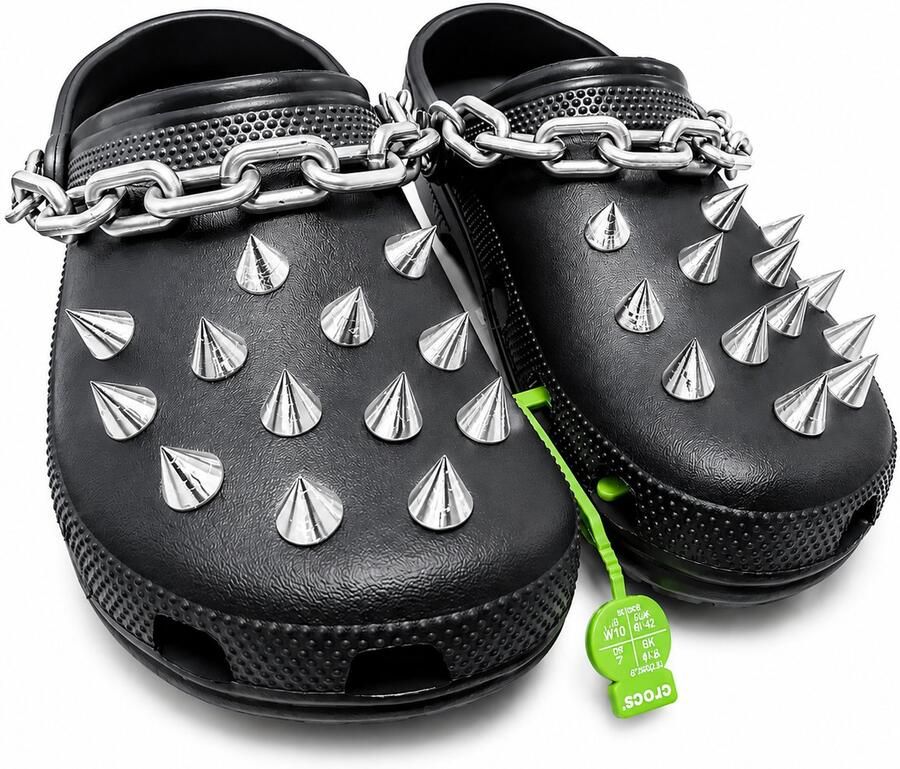 Alvora Schoen Accessoires Geschikt voor Crocs Spikes Set Schoen Charms Ketting Accessoire Unisex Schoendecoratie Zilver