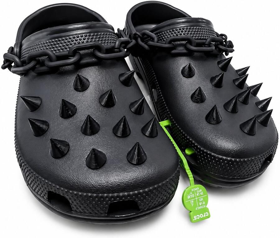 Alvora Schoen Spikes Accessoires Geschikt voor Crocs Charms Versiering Decoratie Ketting Accessoire Unisex Streetwear Schoen Accessoire Zwart