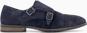 AM SHOE Blauwe suéde instapper gespen
