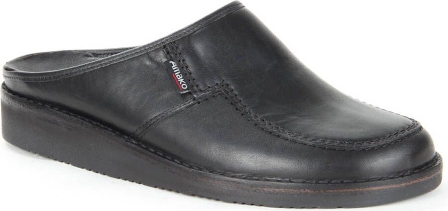 Amako 580 stevige zwarte leren slipper