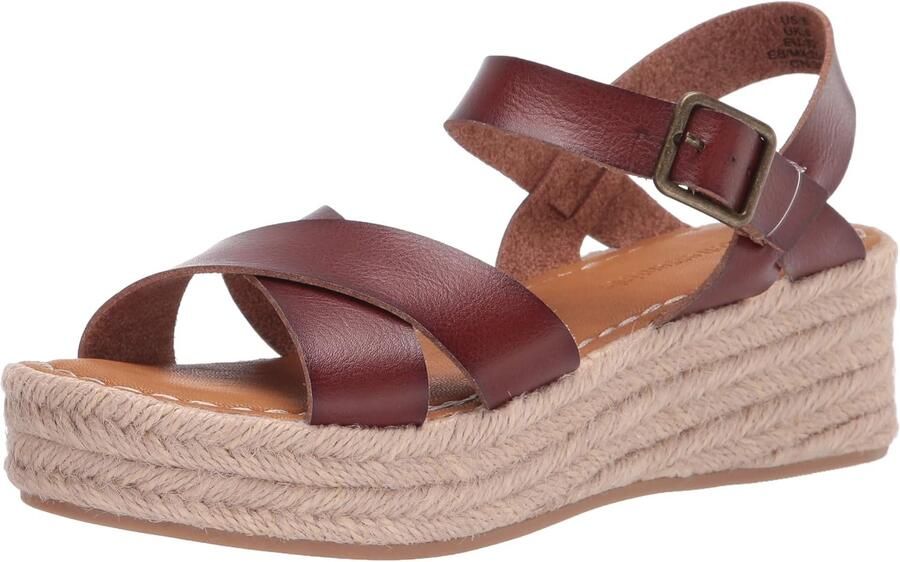 Amazon Essentials Dames Espadrille Sandalen met Sleehak Bruin