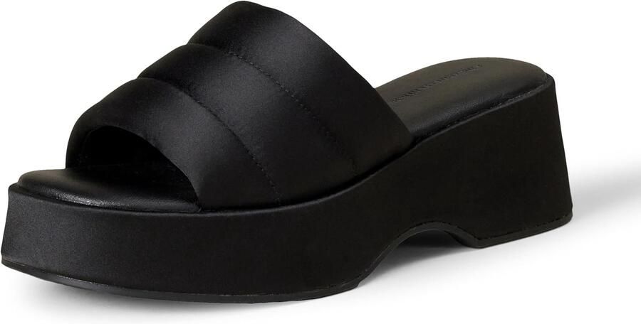 Amazon Essentials Dames Platform Slippersandalen Zwart Satin