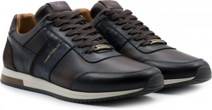 Ambitious Casual Leren Sneaker met Unieke Silhouet Brown Heren