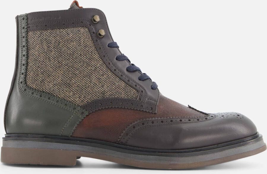 Ambitious Heren Leren Tweed Veterschoen met Brogue Patroon Bruin Heren