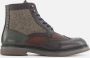 Ambitious Heren Leren Tweed Veterschoen met Brogue Patroon Bruin Heren - Thumbnail 4