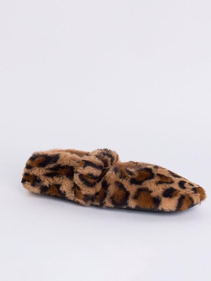 America Today imitatiebont pantoffels met panterprint camel - Foto 4