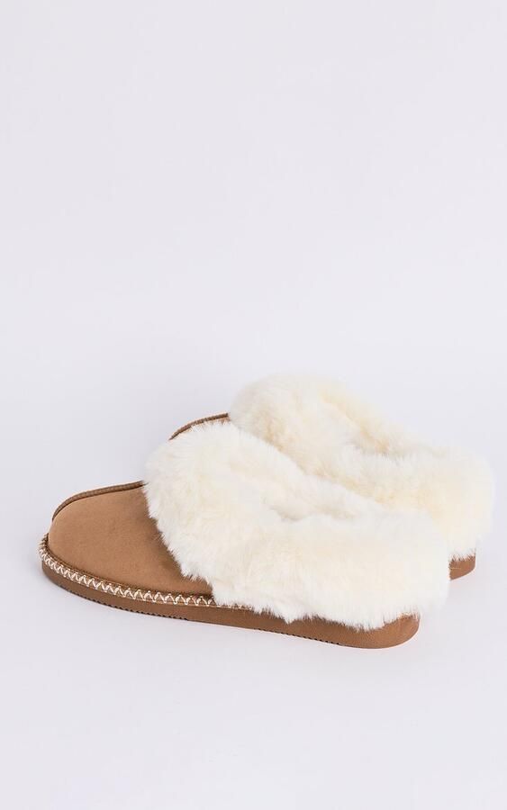 America Today violet suèdelook pantoffels camel - Foto 4