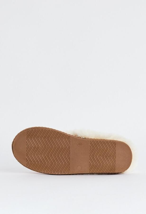 America Today violet suèdelook pantoffels camel