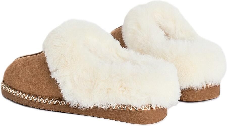 America Today Violet Jr pantoffels camel Bruin Meisjes Suèdelook Meerkleurig