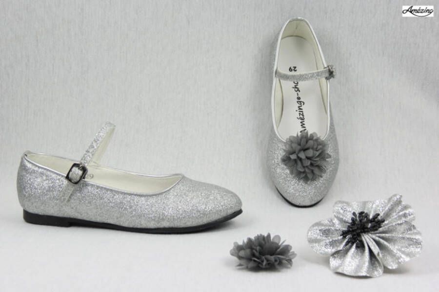 Amezing Shoes Ballerina zilver glitter (binnenzool bruidsmeisje communie schoenen