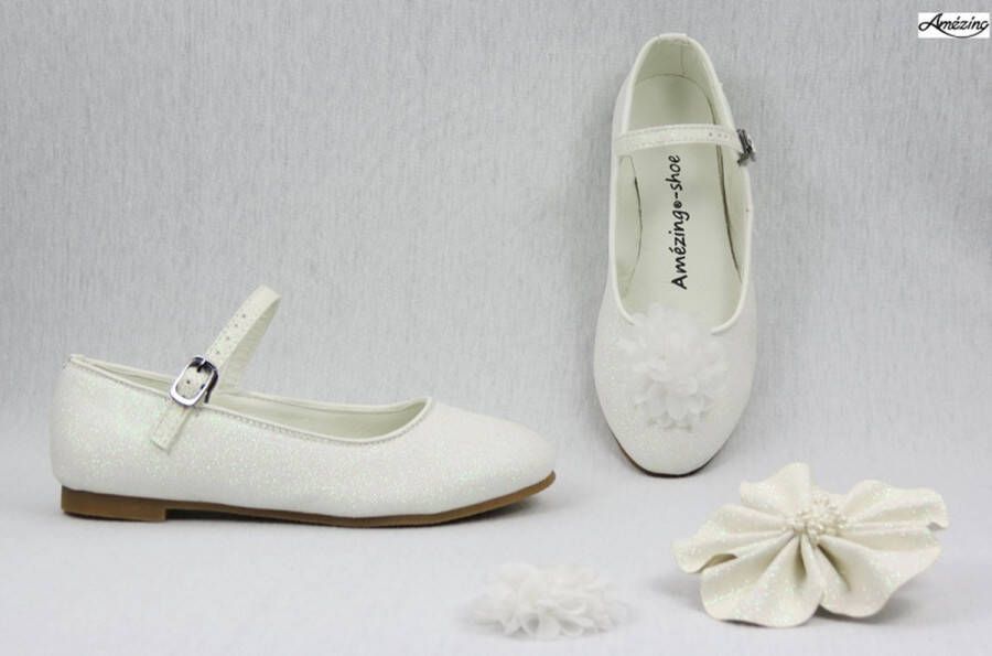 Amezing Shoes Bruiloft schoen-meisje- -prinsesschoen-communie-ballerina-glitterschoen-ivoor-bruidsmeisje - Foto 1
