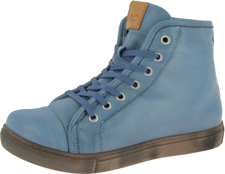 Andrea Conti Dames High-Top Sneaker Leer 0348841-1146 Infinityblue Brandy