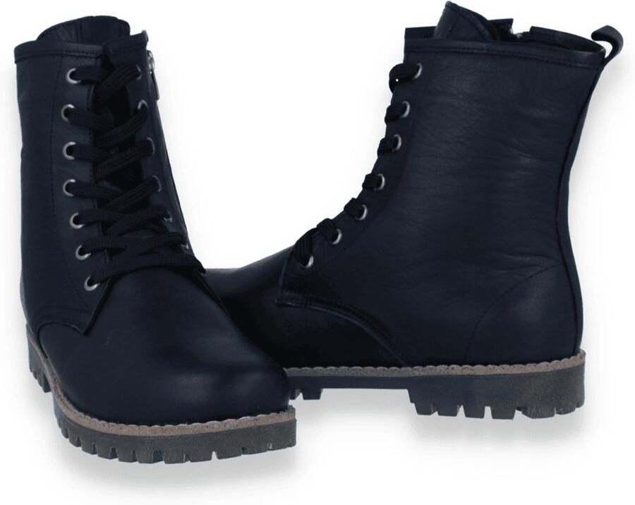 Andrea Conti Dames Leren Veter Enkellaars Uitneembaar Voetbed 0342847002 Zwart