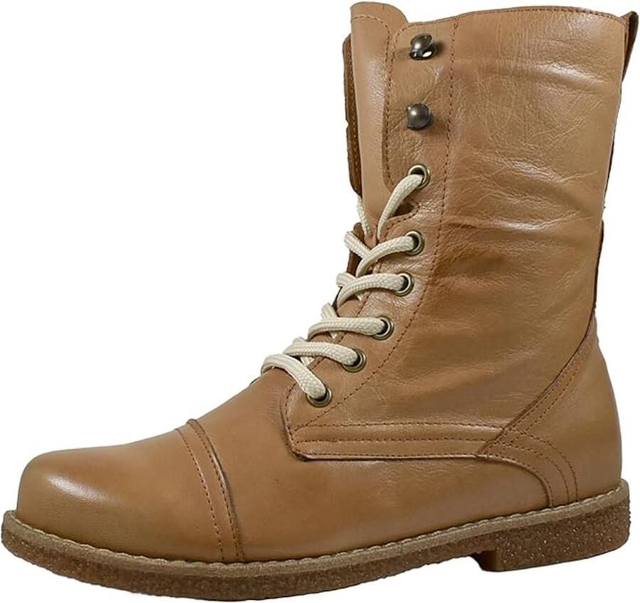 Andrea Conti Dames Leren Veter Enkellaars Uitneembaar Voetbed 0348760-100 Brandy