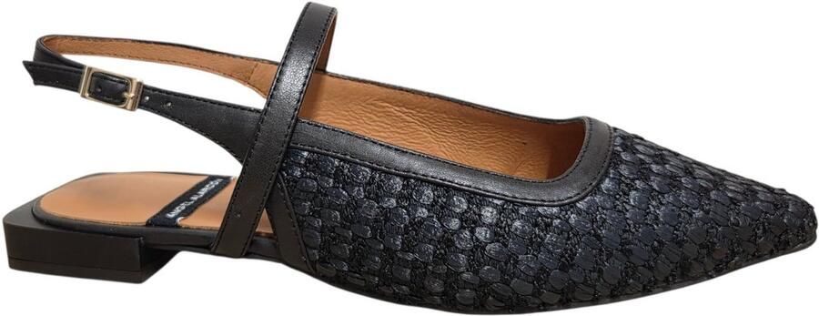 Angel Alarcon Imelda 26002 530B Raffia Black Slingback Zwart Leer Dames Zwart