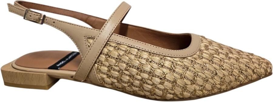 Angel Alarcon Imelda 26002 530B Rafia Camello Slingbacks Beige Leer Dames Beige