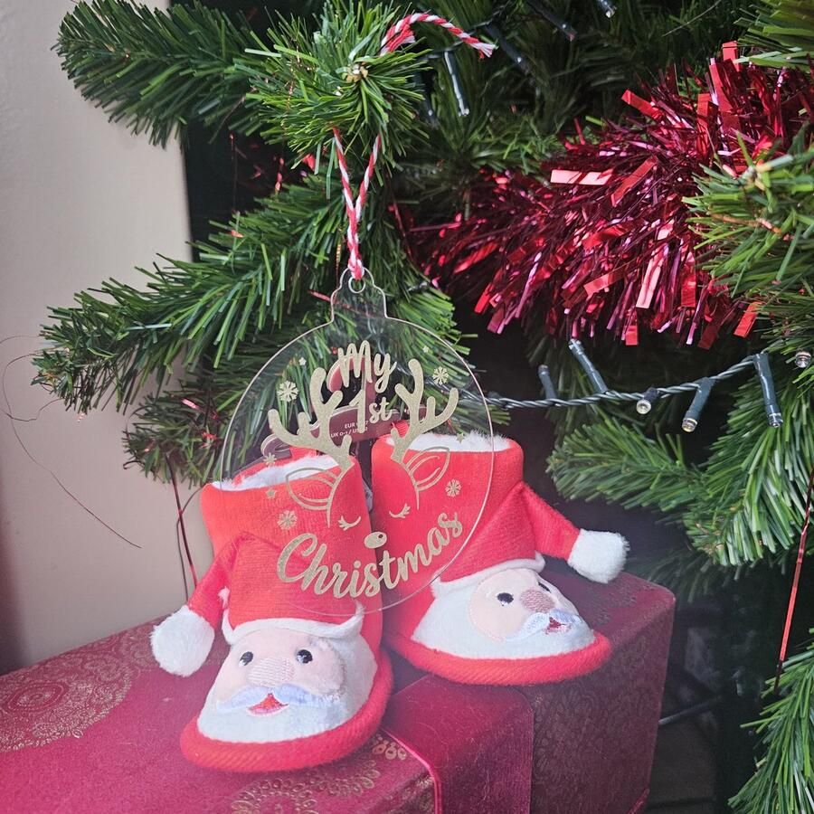 Angro Babyslofjes Kerst Inclusief Plexiglas Kerstbal “My First Christmas”