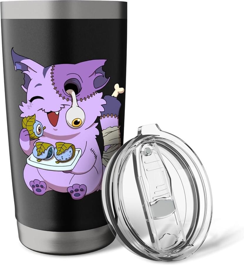 Anime kat Halloween design dubbelwandige thermosbeker