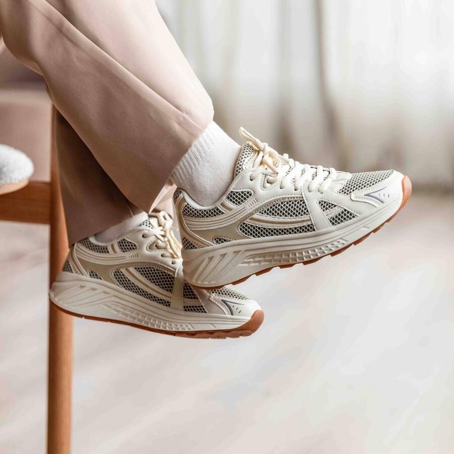 Ann Rocks Sneakers beige Textiel