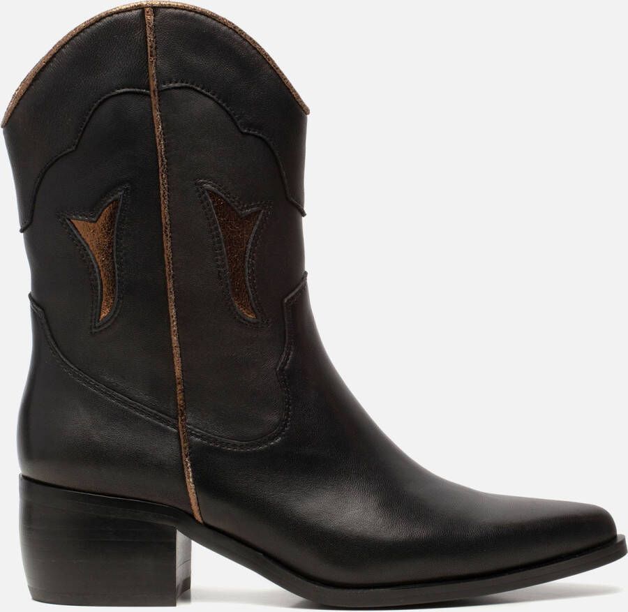 Ann Rocks Enkellaarsjes Zwart Leer - Schoenen.nl