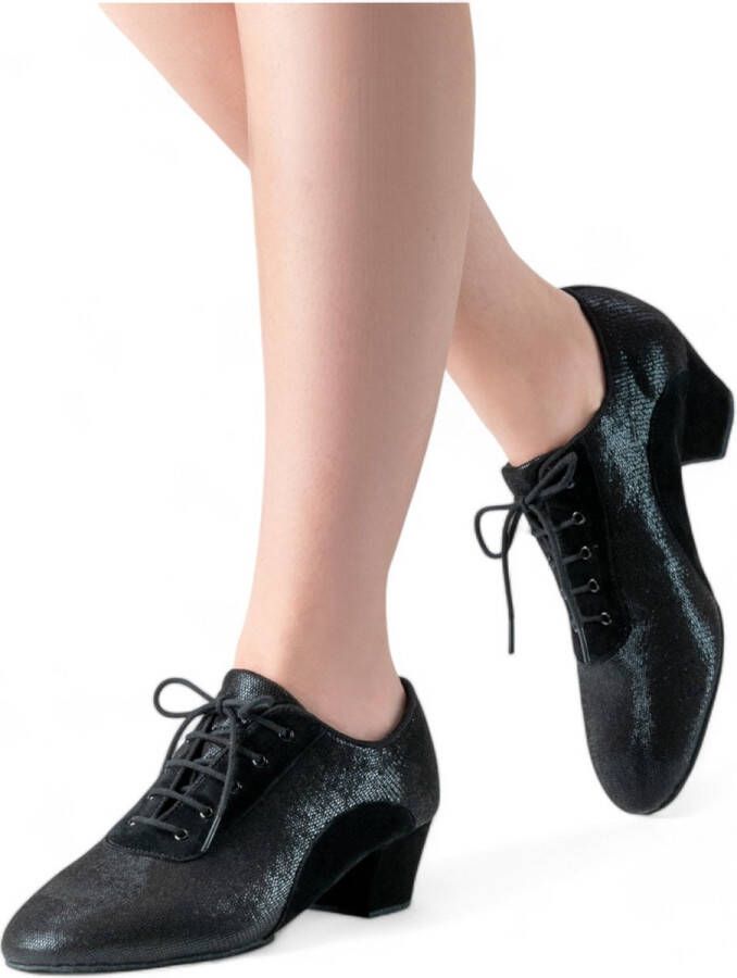 Anna Kern Dames trainingsschoen Brienne van Stijlvolle trainingsschoen Zacht zwart suède met gouden textiel Maximale flexibiliteit en bewegingsvrijheid hak Suede buitenzool Zwart