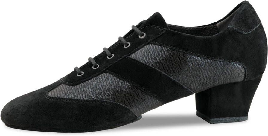 Anna Kern Sandrine 002 35 Dansschoenen Dames Zwart Suede en Glans Leer Splitzool van Suede Vetermodel Trainingsschoenen Latin Salsa Ballroom Bachata Zwart