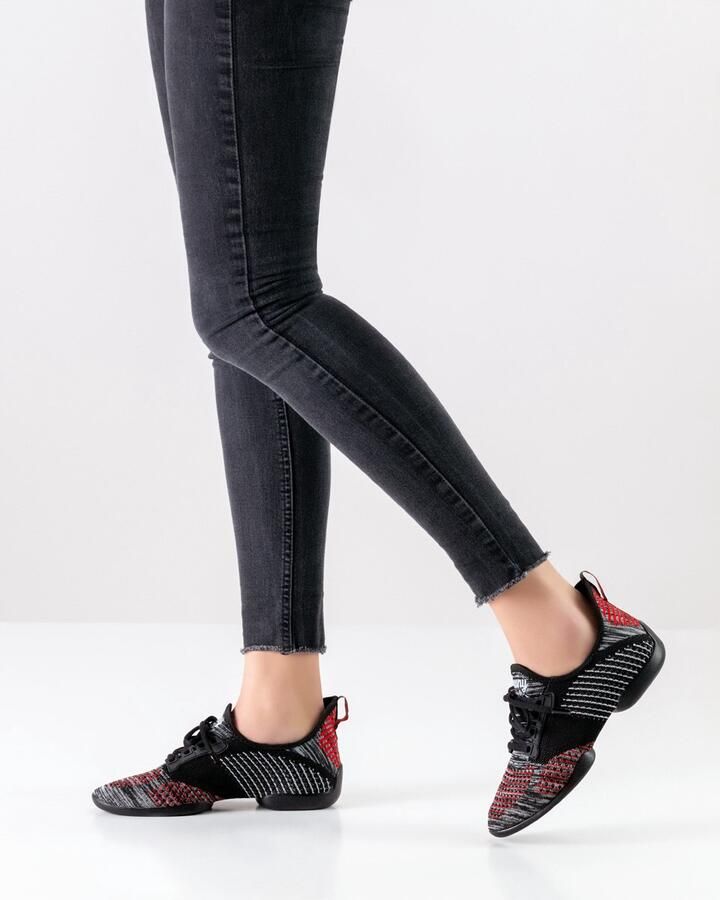 Anna Kern Suny Lage Danssneakers Dames 115 Pureflex Splitzool Salsa Latin Stijldansen Zwart Rood - Foto 6