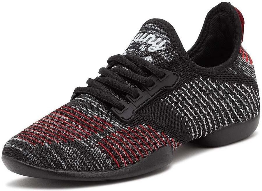 Anna Kern Suny Lage Danssneakers Dames 115 Pureflex Splitzool Salsa Latin Stijldansen Zwart Rood - Foto 7