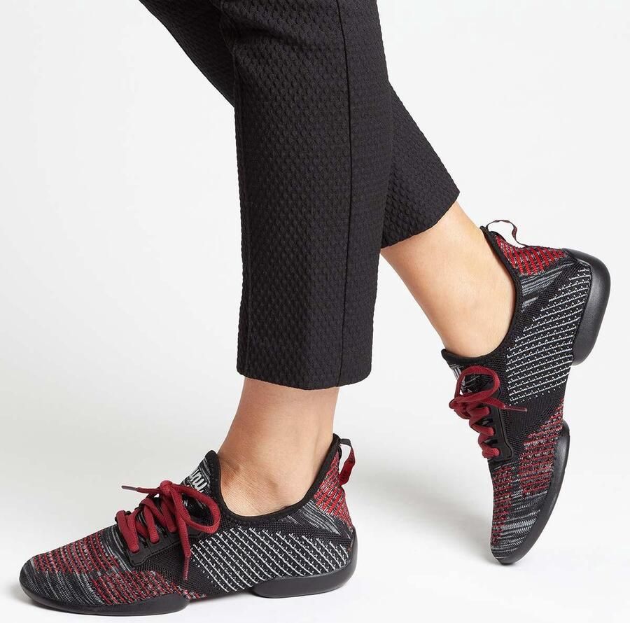 Anna Kern Suny Lage Danssneakers Dames 115 Pureflex Splitzool Salsa Latin Stijldansen Zwart Rood - Foto 2