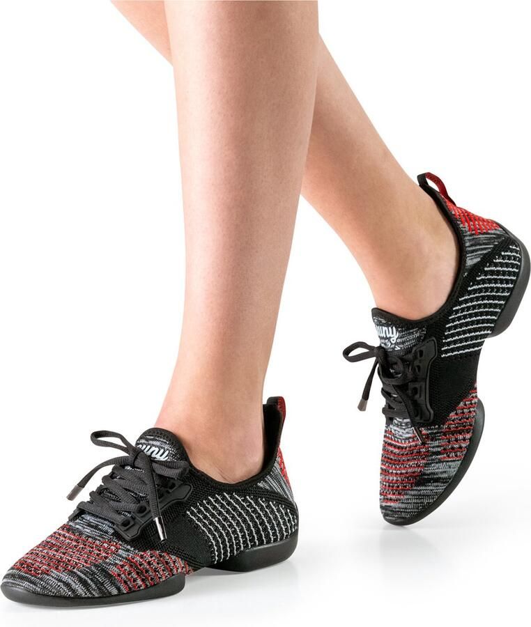 Anna Kern Suny Lage Danssneakers Dames 115 Pureflex Splitzool Salsa Latin Stijldansen Zwart Rood - Foto 5