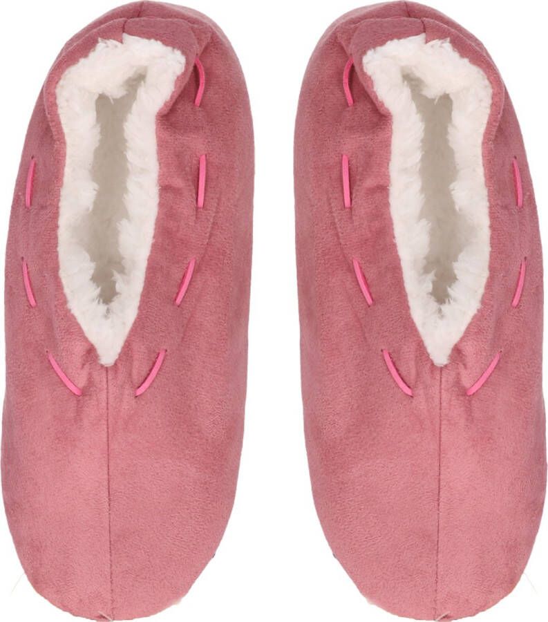 Antonio World Fashion Antonio Pantoffels sloffen voor dames roze Spaanse sloffen teddy voering