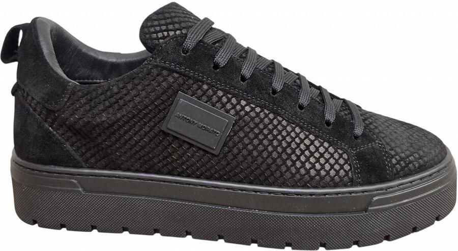 Antony Morato MMFW01934 9000 Black Sneakers Zwart Suede Heren Zwart