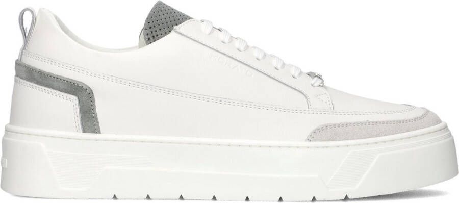 Antony Morato Witte Leren Sneakers met Groene Suède Panelen White Heren