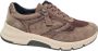 ANWR Longo Leren Dames Sneakers Khaki Taupe - Thumbnail 1
