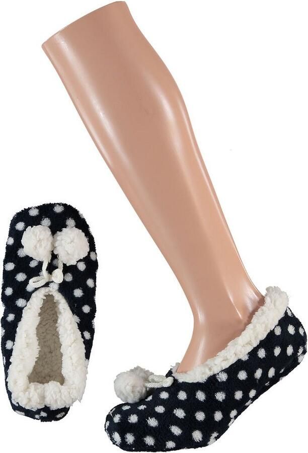 Apollo Ballerina sloffen pantoffels stippen kinderen zwart wit