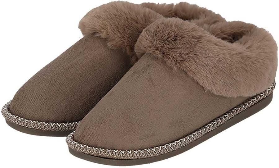 Apollo Dames Instap Pantoffels Teddy Taupe