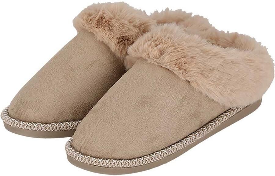 Apollo Dames Instap Pantoffels Teddy Wit