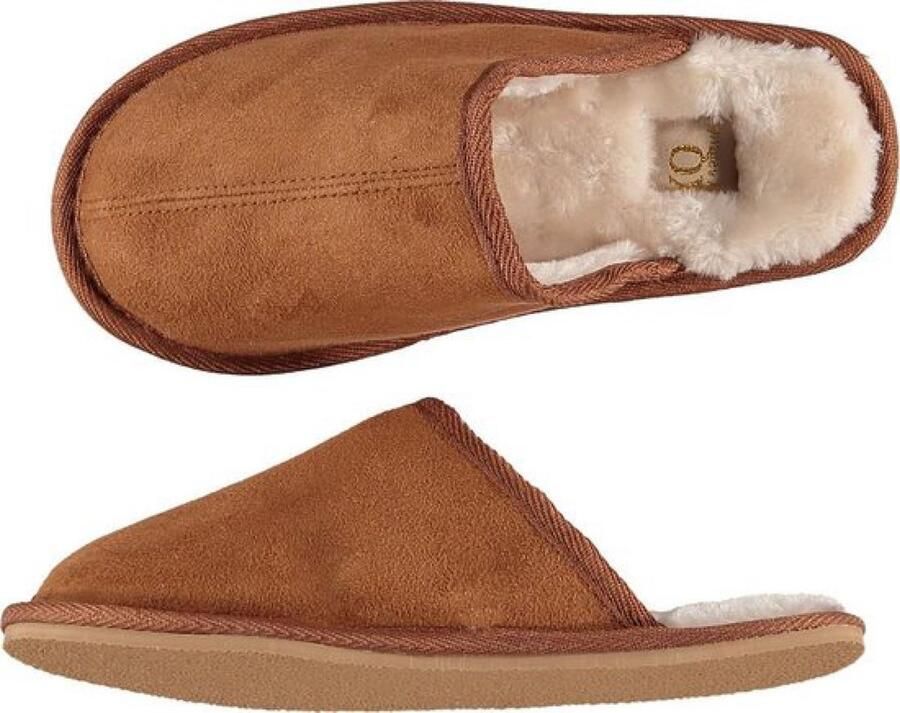 Apollo Pantoffels dames Cognac Zachte binnenvacht Sloffen dames Pantoffels dames 41 Pantoffels dames Sloffen