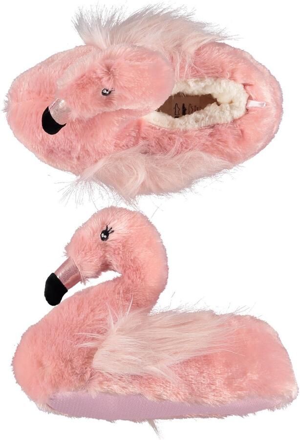 Apollo Roze flamingo pantoffels sloffen voor meisjes Dieren flamingos huissloffen voor kinderen Dierenpantoffels dierensloffen
