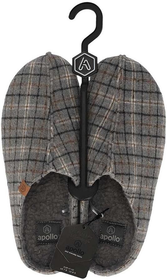 Apollo home slipper felt grijze ruit
