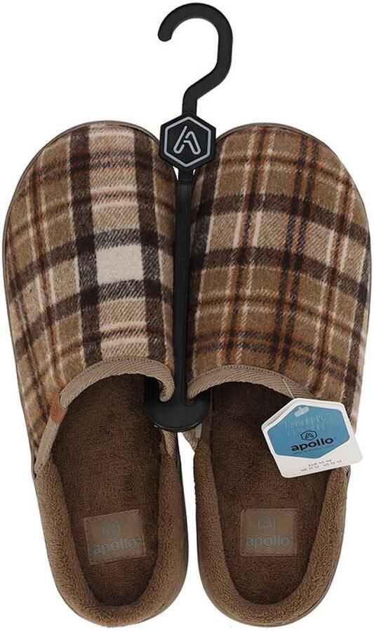 Apollo home slipper heren beige ruit argyle